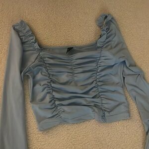 Shein blue ruched long sleeve top size small